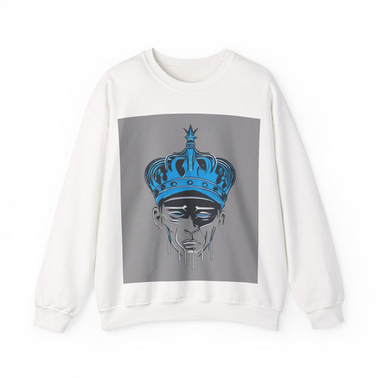 boostlete-am-crew-icon-crown-grainy-monoline-0022 — Unisex Heavy Blend Crewneck Sweatshirt (Gildan)
