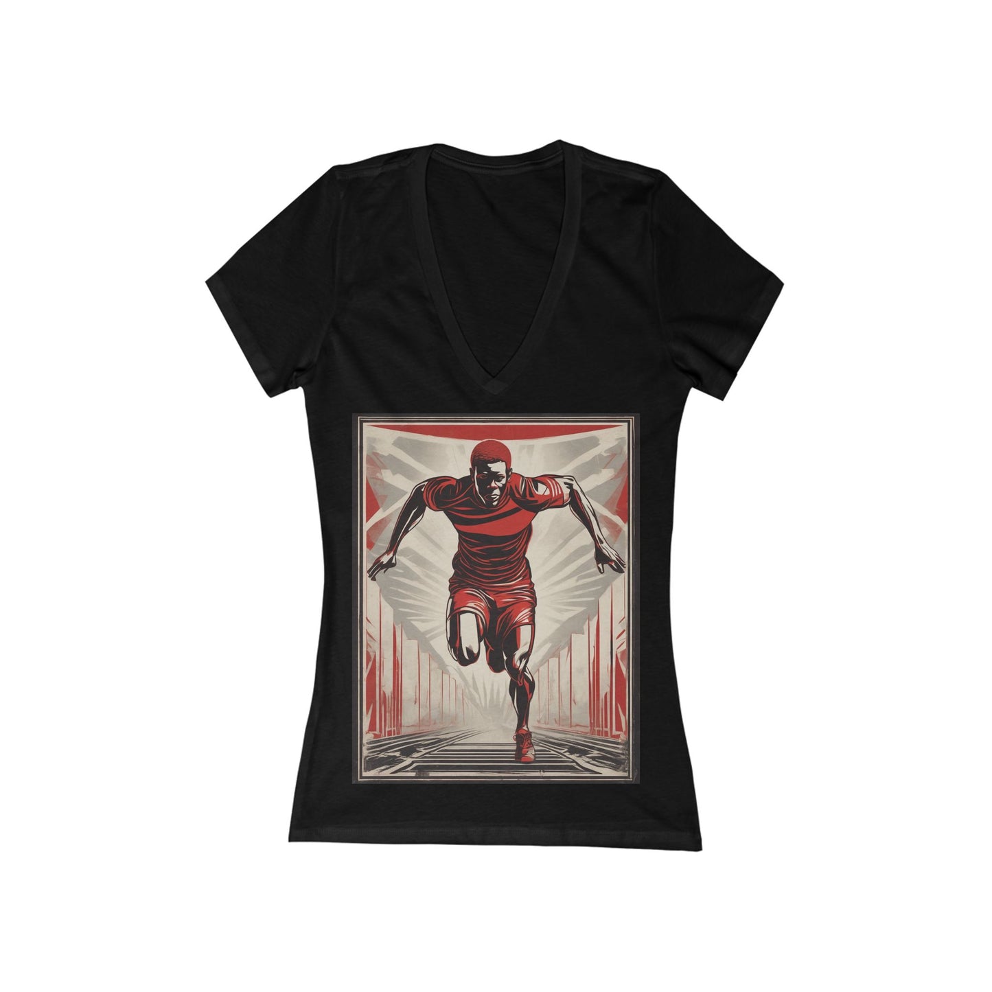 boostlete-am-crew-scene-sprinter-outline-athletic-0228 — Women's Deep V-Neck Tee (B+C 6035)