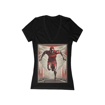 boostlete-am-crew-scene-sprinter-outline-athletic-0228 — Women's Deep V-Neck Tee (B+C 6035)