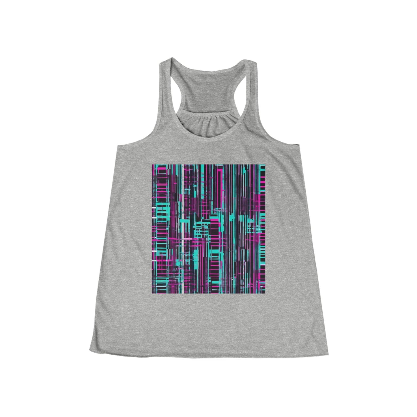 boostlete-field-day-pattern-barcode-retro-0275 — Women's Flowy Racerback Tank (B+C 8800)