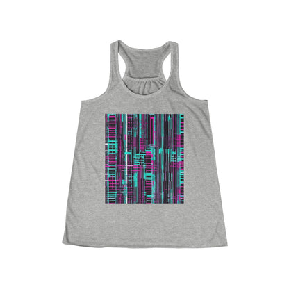 boostlete-field-day-pattern-barcode-retro-0275 — Women's Flowy Racerback Tank (B+C 8800)