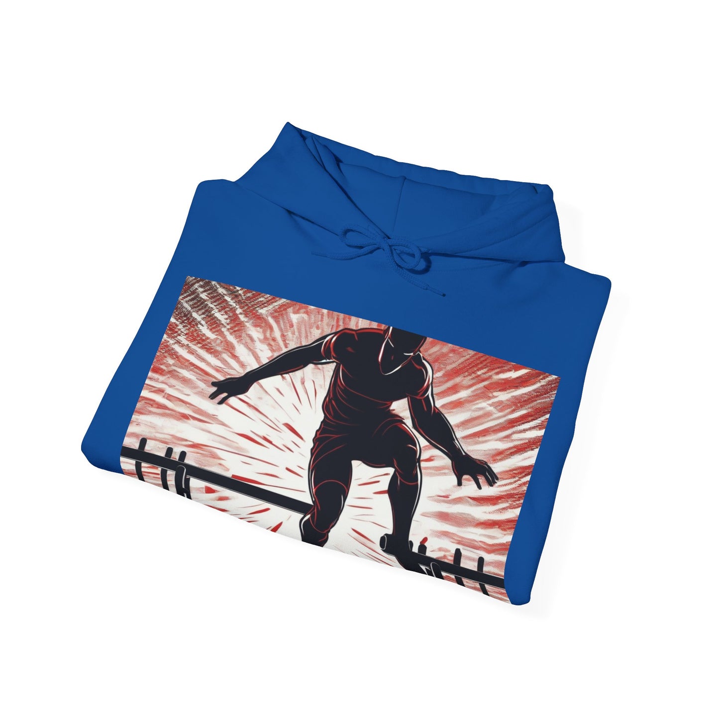 boostlete-recovery-progress-scene-hurdler-halftone-engraved-0212 — Unisex Heavy Blend Hooded Sweatshirt (Gildan)