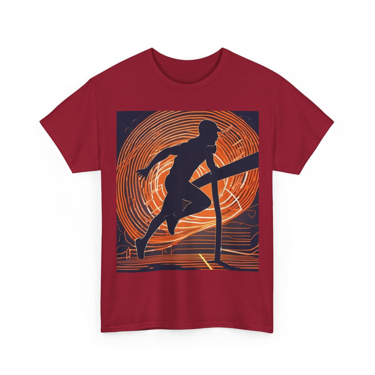 boostlete-iron-intent-scene-hurdler-neon-modern-0264 — Unisex Heavy Cotton Tee (Gildan 5000)