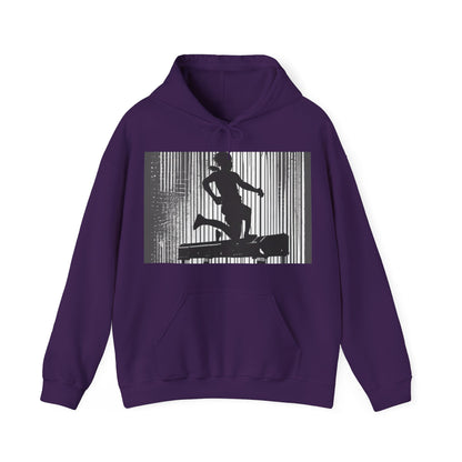 boostlete-am-crew-scene-hurdler-halftone-badge-0956 — Unisex Heavy Blend Hoodie (G18500)