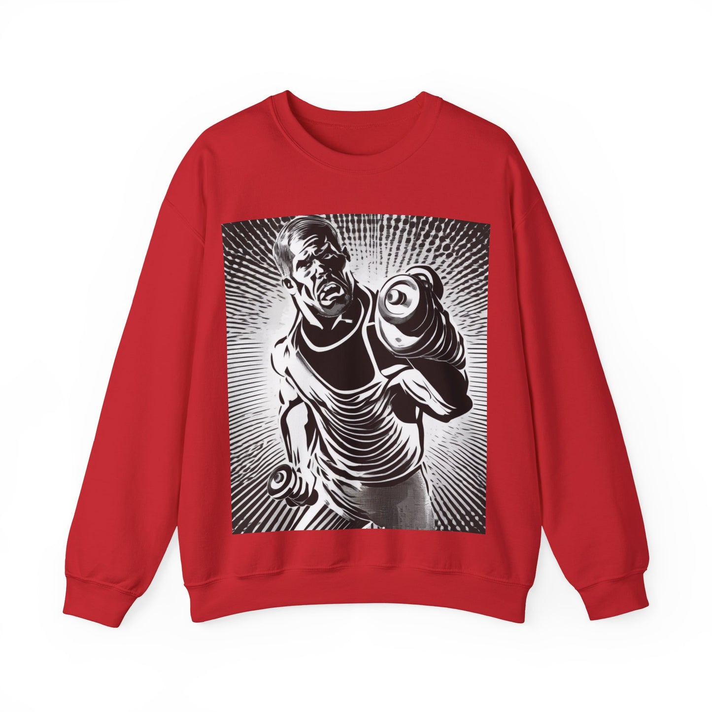 boostlete-pr-season-scene-lunge-halftone-engraved-0096 — Unisex Heavy Blend Crewneck Sweatshirt (Gildan)