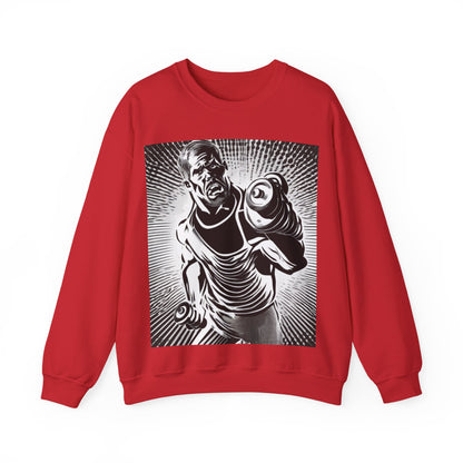boostlete-pr-season-scene-lunge-halftone-engraved-0096 — Unisex Heavy Blend Crewneck Sweatshirt (Gildan)
