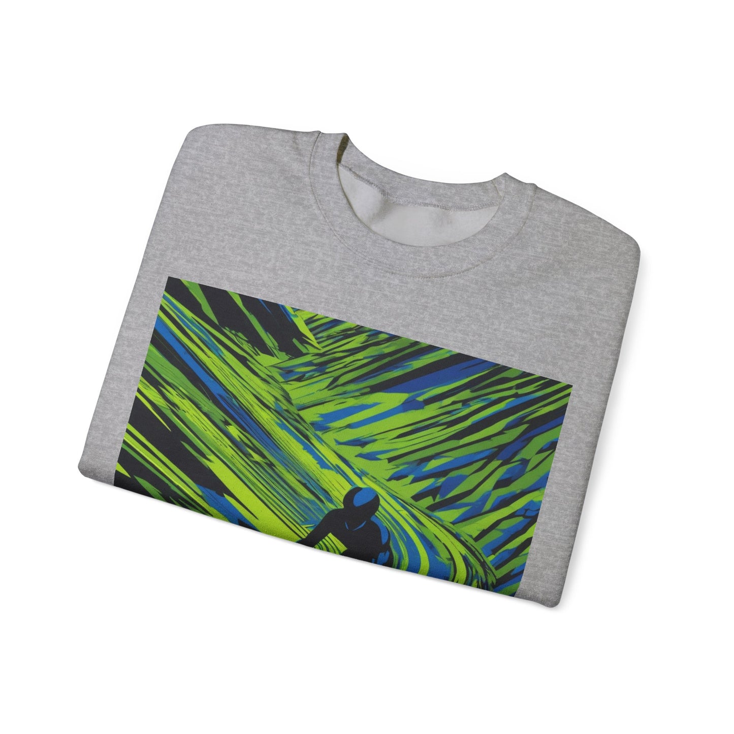 boostlete-am-crew-scene-cyclist-speed-isometric-0064 — Unisex Heavy Blend Crewneck Sweatshirt (Gildan)