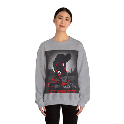 boostlete-mile-by-mile-scene-runner-grainy-bold-0168 — Unisex Heavy Blend Crewneck Sweatshirt (Gildan)