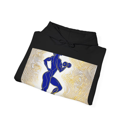 boostlete-iron-intent-scene-lunge-neon-line-art-0392 — Unisex Heavy Blend Hoodie (G18500)