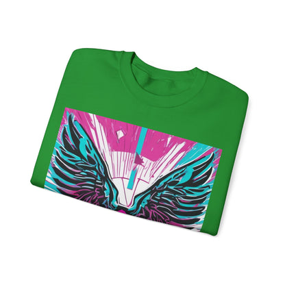 boostlete-am-crew-icon-wings-outline-line-art-0282 — Unisex Heavy Blend Crewneck Sweatshirt (Gildan)