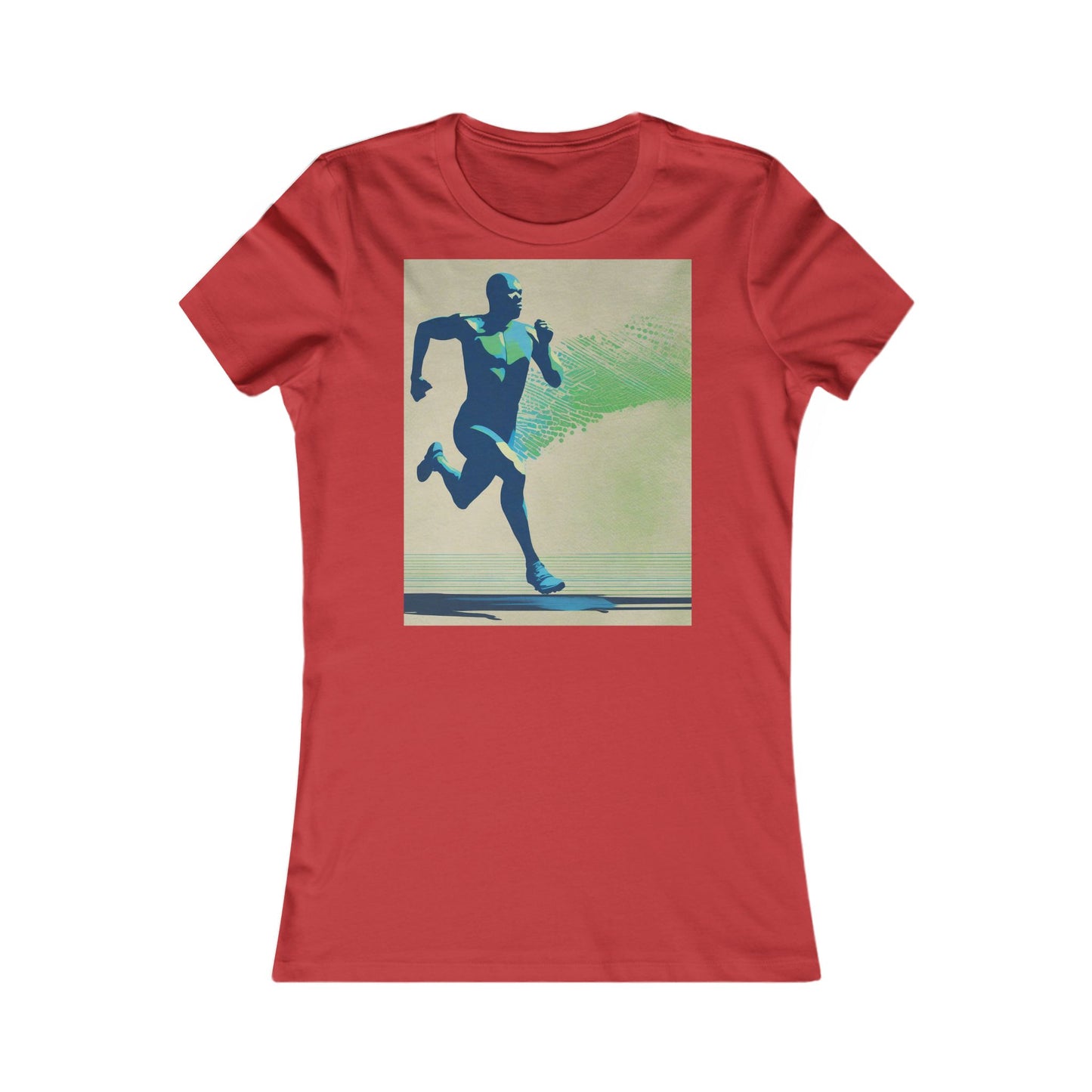 boostlete-am-crew-scene-sprinter-halftone-engraved-0092 — Women's Favorite Tee (B+C 6004)