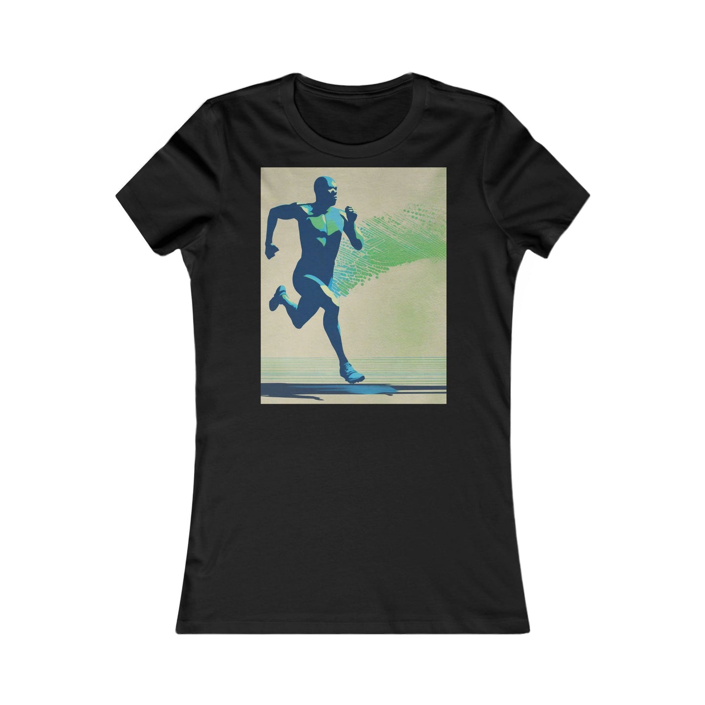 boostlete-am-crew-scene-sprinter-halftone-engraved-0092 — Women's Favorite Tee (B+C 6004)
