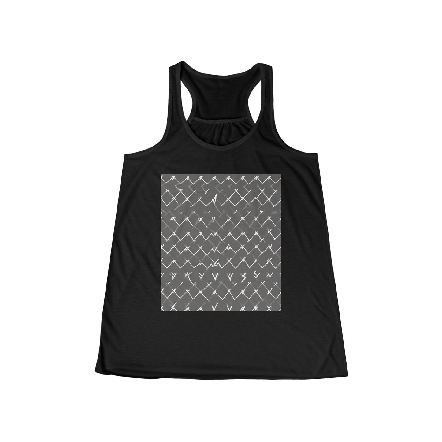 boostlete-am-crew-pattern-ekg-bold-0047 — Women's Flowy Racerback Tank (B+C 8800)
