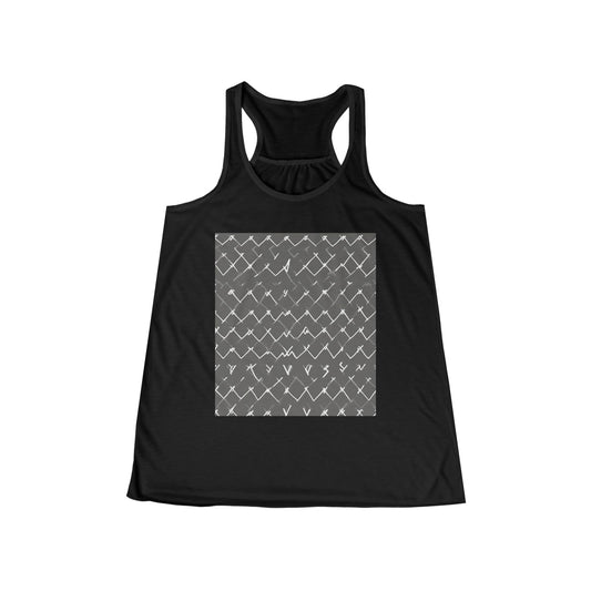 boostlete-am-crew-pattern-ekg-bold-0047 — Women's Flowy Racerback Tank (B+C 8800)