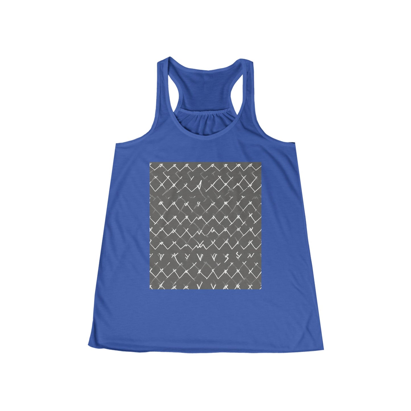 boostlete-am-crew-pattern-ekg-bold-0047 — Women's Flowy Racerback Tank (B+C 8800)