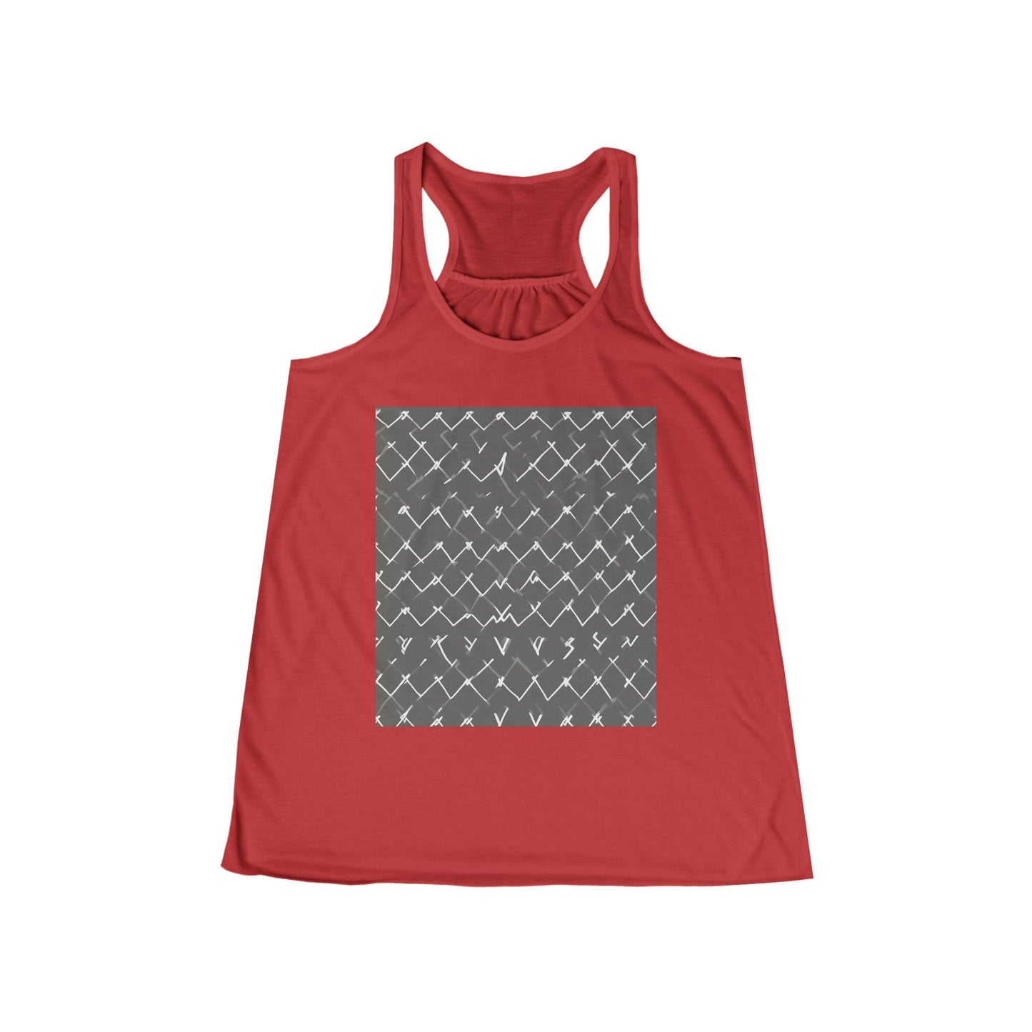 boostlete-am-crew-pattern-ekg-bold-0047 — Women's Flowy Racerback Tank (B+C 8800)