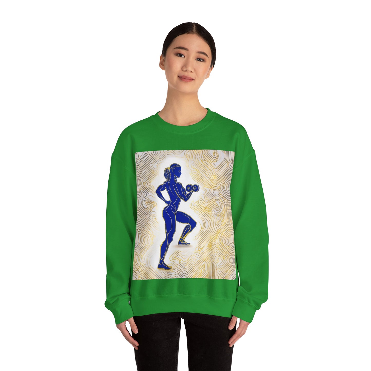 boostlete-iron-intent-scene-lunge-neon-line-art-0392 — Unisex Heavy Blend Crewneck (G18000)