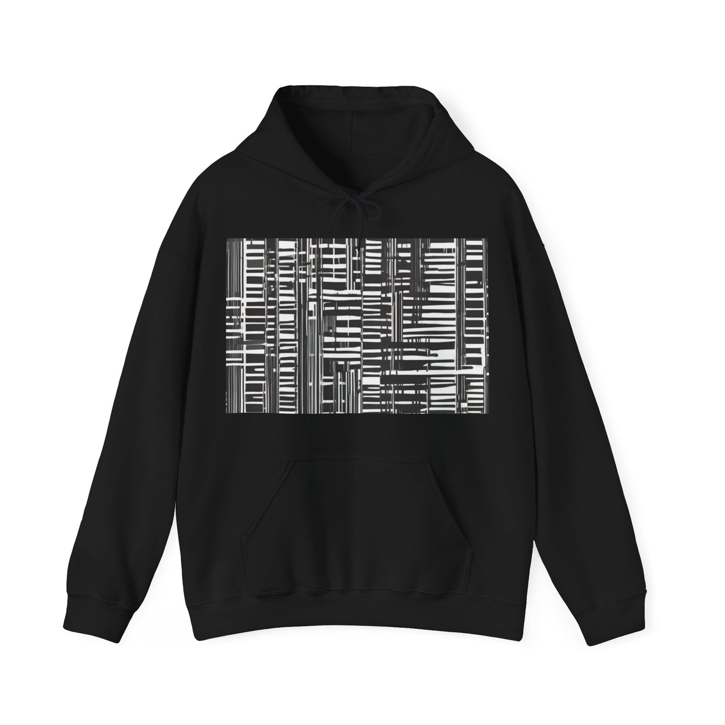 boostlete-iron-intent-pattern-barcode-line-art-0599 — Unisex Heavy Blend Hoodie (G18500)