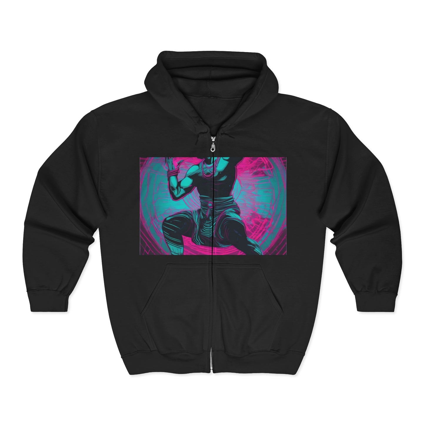 boostlete-rise-grind-scene-yogi-motion-line-art-0240 — Unisex Heavy Blend Full-Zip Hooded Sweatshirt