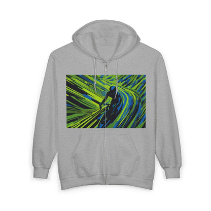 boostlete-am-crew-scene-cyclist-speed-isometric-0064 — Unisex Heavy Blend Full-Zip Hooded Sweatshirt