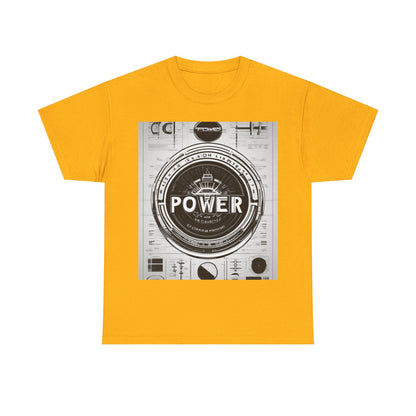 boostlete-boost-mode-type-power-in-quiet-badge-blueprint-0245 — Unisex Heavy Cotton Tee (Gildan 5000)