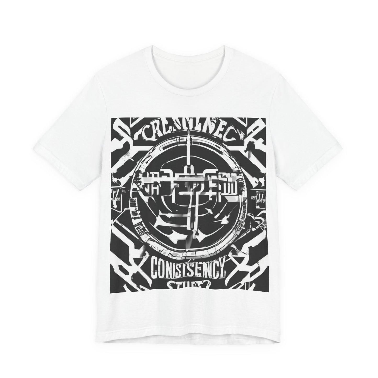 boostlete-am-crew-type-consistency-is-the-flex-centered-industrial-0137 — Unisex Jersey Short Sleeve (B+C 3001)