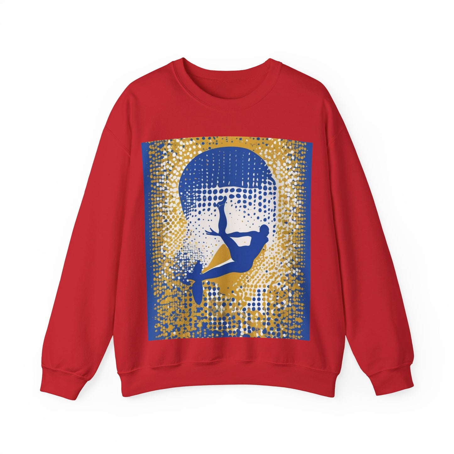 boostlete-field-day-icon-swimmer-halftone-paper-0246 — Unisex Heavy Blend Crewneck Sweatshirt (Gildan)