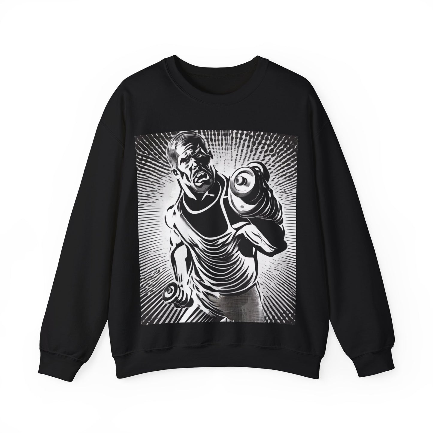 boostlete-pr-season-scene-lunge-halftone-engraved-0096 — Unisex Heavy Blend Crewneck Sweatshirt (Gildan)