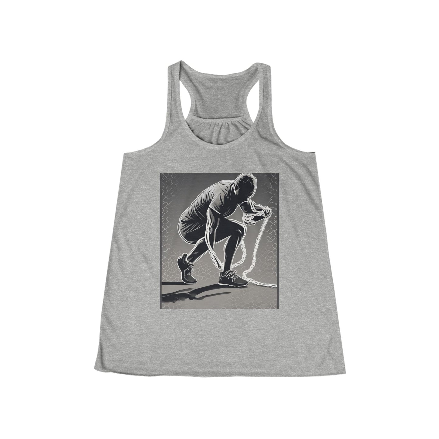 boostlete-recovery-progress-scene-runner-halftone-engraved-0068 — Women's Flowy Racerback Tank (B+C 8800)