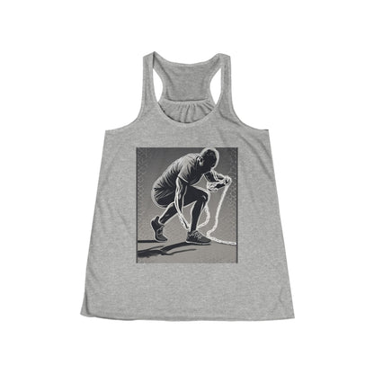 boostlete-recovery-progress-scene-runner-halftone-engraved-0068 — Women's Flowy Racerback Tank (B+C 8800)