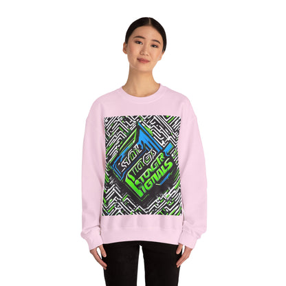 boostlete-am-crew-type-stronger-signals-diagonal-badge-1077 — Unisex Heavy Blend Crewneck (G18000)