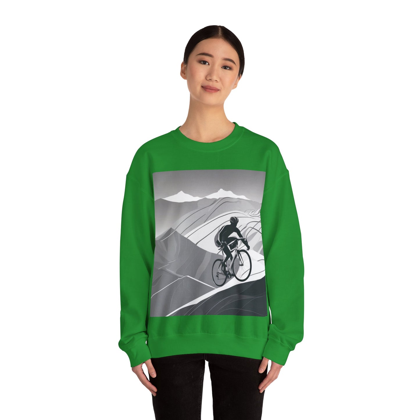 boostlete-recovery-progress-scene-cyclist-motion-vector-0808 — Unisex Heavy Blend Crewneck (G18000)