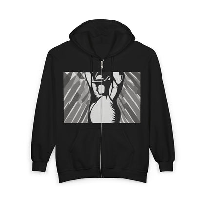 boostlete-iron-intent-scene-kettlebell-grainy-modern-0276 — Unisex Heavy Blend Full-Zip Hooded Sweatshirt