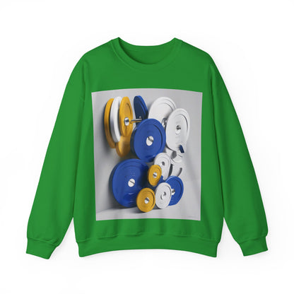 boostlete-field-day-icon-barbell-offset-geometric-0150 — Unisex Heavy Blend Crewneck Sweatshirt (Gildan)