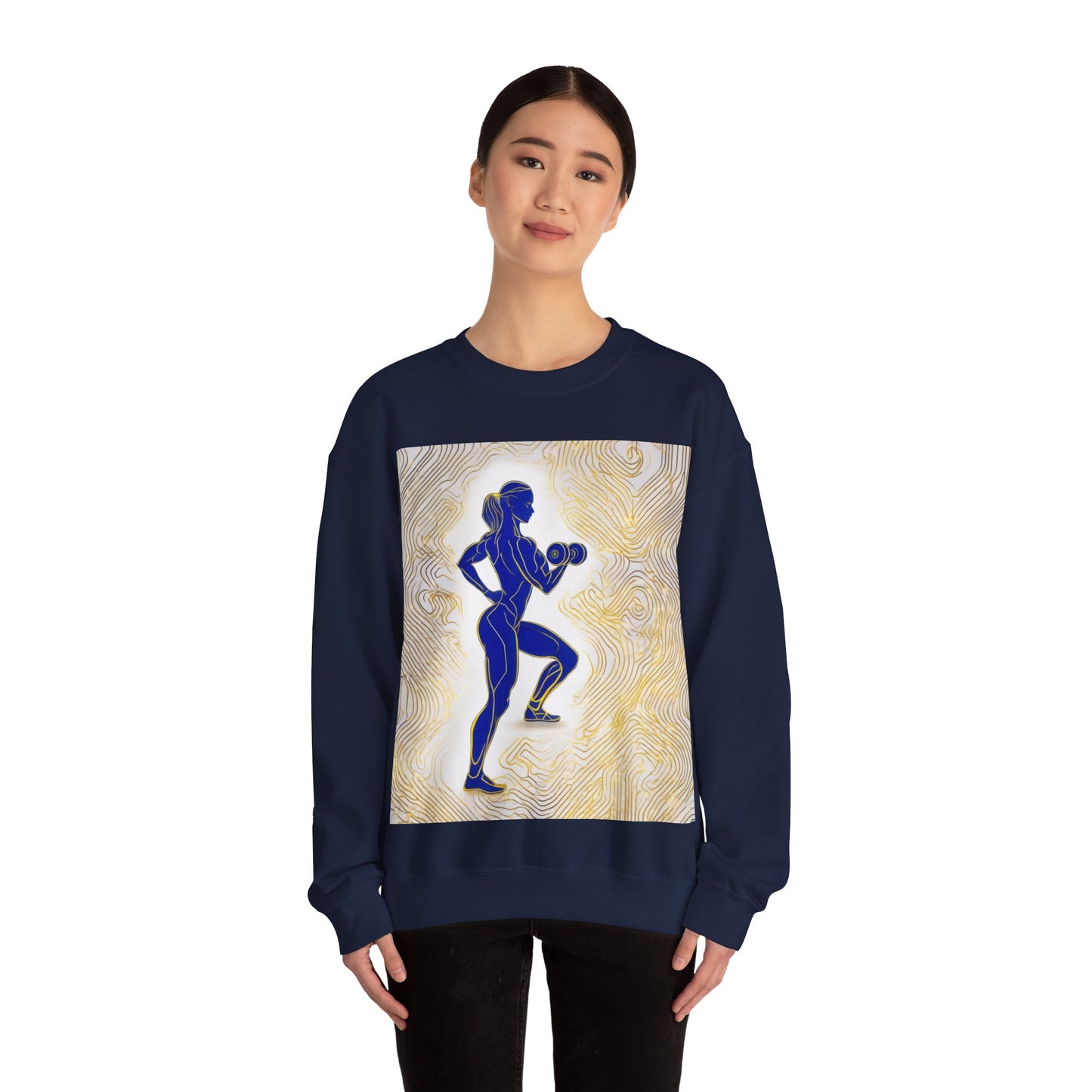 boostlete-iron-intent-scene-lunge-neon-line-art-0392 — Unisex Heavy Blend Crewneck (G18000)