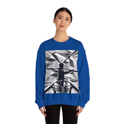 boostlete-am-crew-scene-rower-outline-geometric-0060 — Unisex Heavy Blend Crewneck Sweatshirt (Gildan)