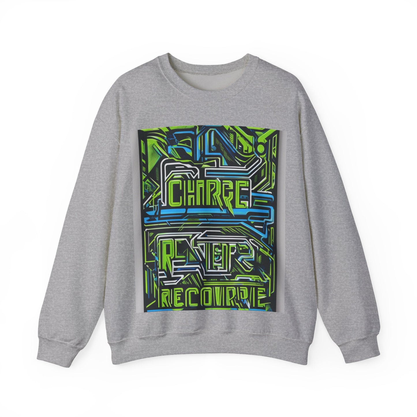 boostlete-pr-season-type-charge-train-recover-outline-over-solid-geometric-0129 — Unisex Heavy Blend Crewneck Sweatshirt (Gildan)