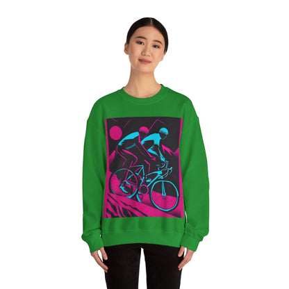 boostlete-rise-grind-scene-cyclist-outline-vector-0868 — Unisex Heavy Blend Crewneck (G18000)