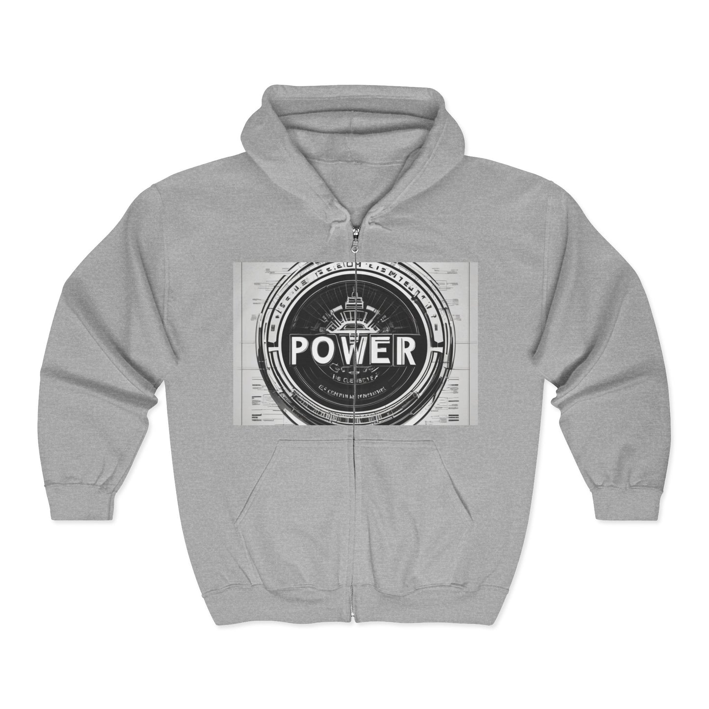 boostlete-boost-mode-type-power-in-quiet-badge-blueprint-0245 — Unisex Heavy Blend Full-Zip Hooded Sweatshirt