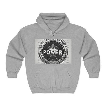 boostlete-boost-mode-type-power-in-quiet-badge-blueprint-0245 — Unisex Heavy Blend Full-Zip Hooded Sweatshirt
