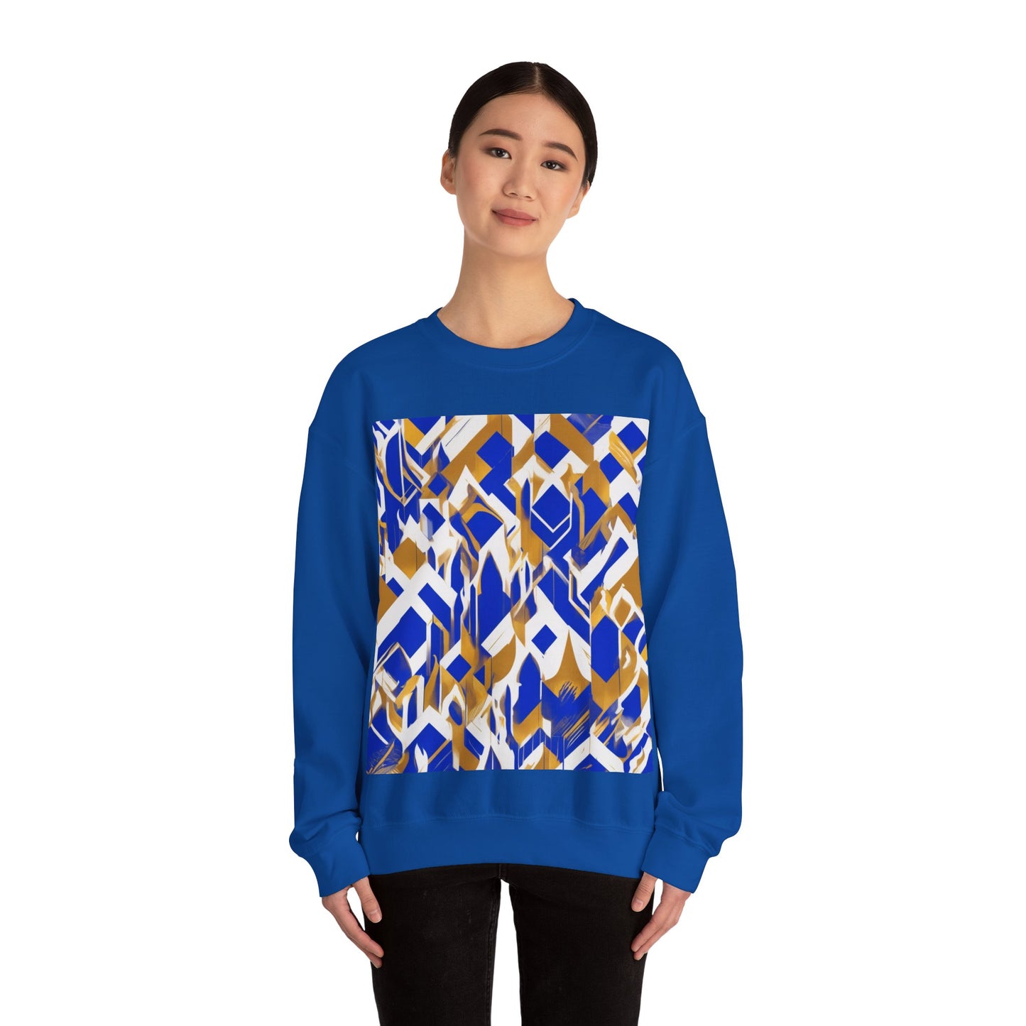 boostlete-field-day-icon-flame-glitch-geometric-0090 — Unisex Heavy Blend Crewneck Sweatshirt (Gildan)