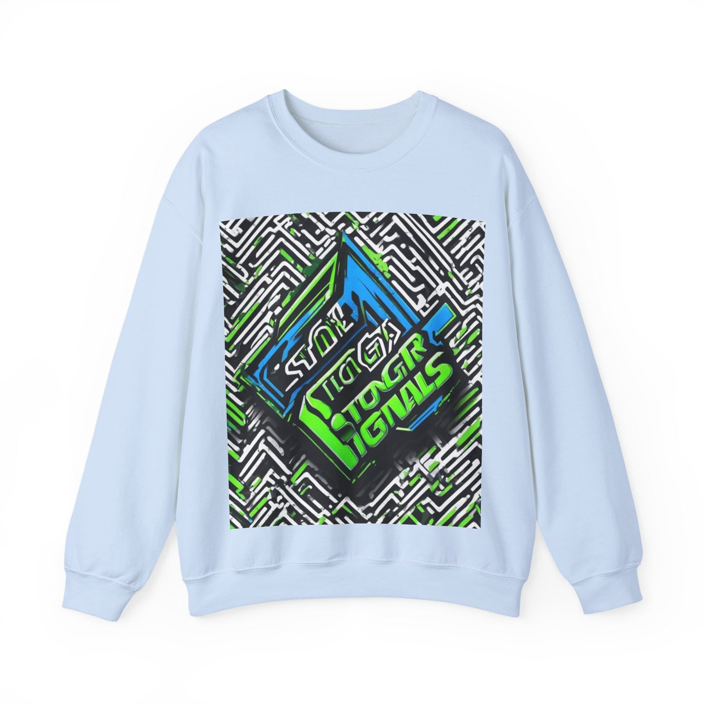 boostlete-am-crew-type-stronger-signals-diagonal-badge-1077 — Unisex Heavy Blend Crewneck (G18000)