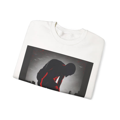 boostlete-mile-by-mile-scene-runner-grainy-bold-0168 — Unisex Heavy Blend Crewneck Sweatshirt (Gildan)