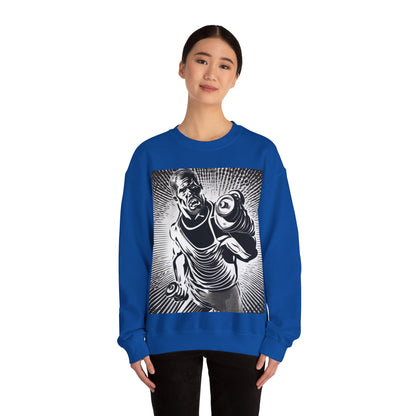 boostlete-pr-season-scene-lunge-halftone-engraved-0096 — Unisex Heavy Blend Crewneck Sweatshirt (Gildan)