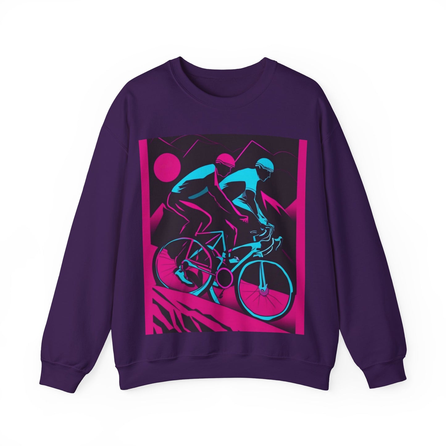 boostlete-rise-grind-scene-cyclist-outline-vector-0868 — Unisex Heavy Blend Crewneck (G18000)