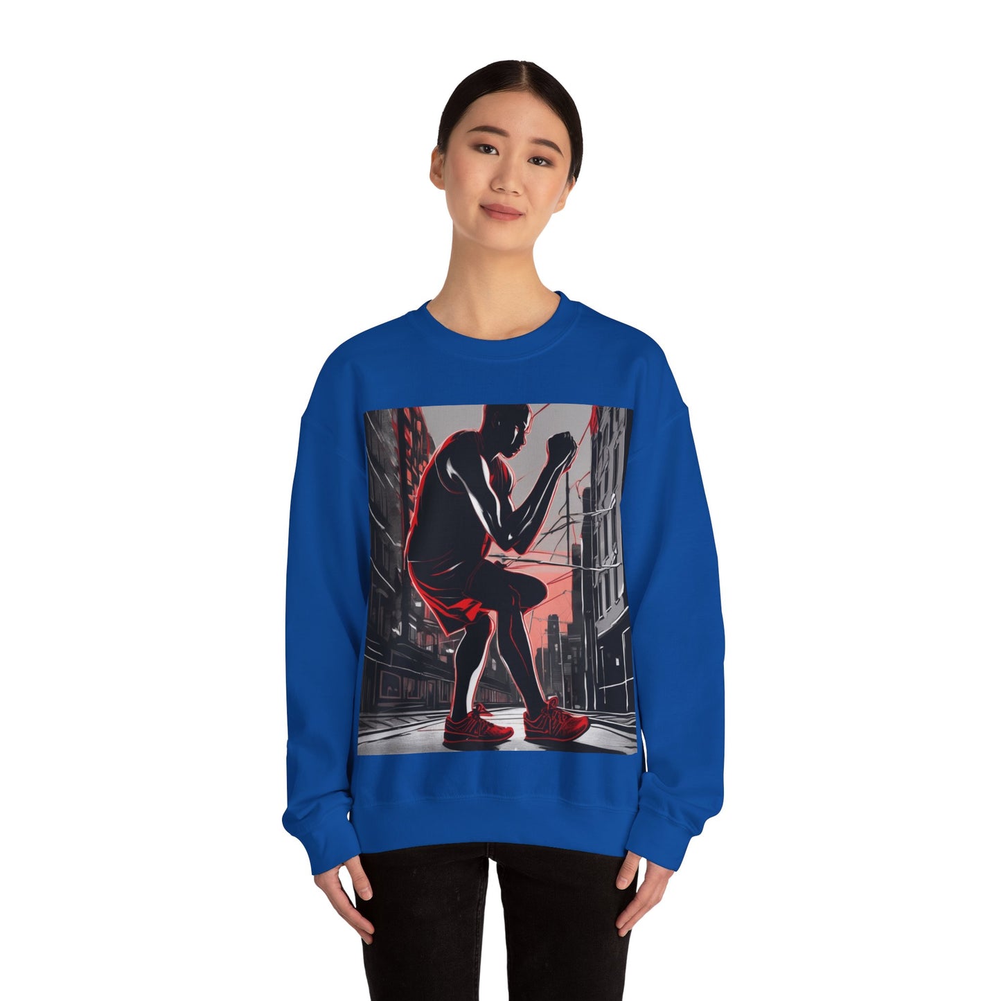 boostlete-am-crew-scene-runner-high-retro-0268 — Unisex Heavy Blend Crewneck Sweatshirt (Gildan)