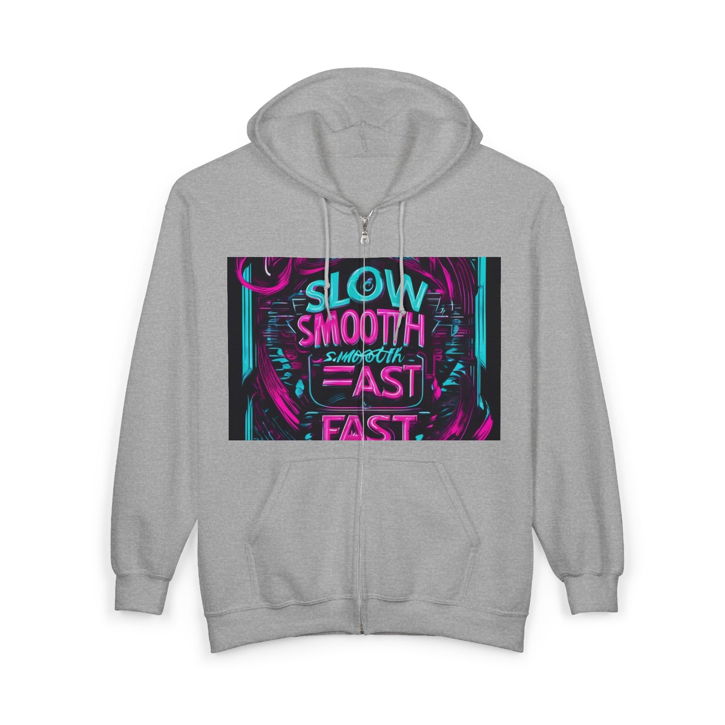 boostlete-recovery-progress-type-slow-is-smooth-smooth-is-fast-banner-engraved-0181 — Unisex Heavy Blend Full-Zip Hooded Sweatshirt