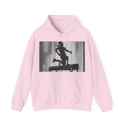 boostlete-am-crew-scene-hurdler-halftone-badge-0956 — Unisex Heavy Blend Hoodie (G18500)