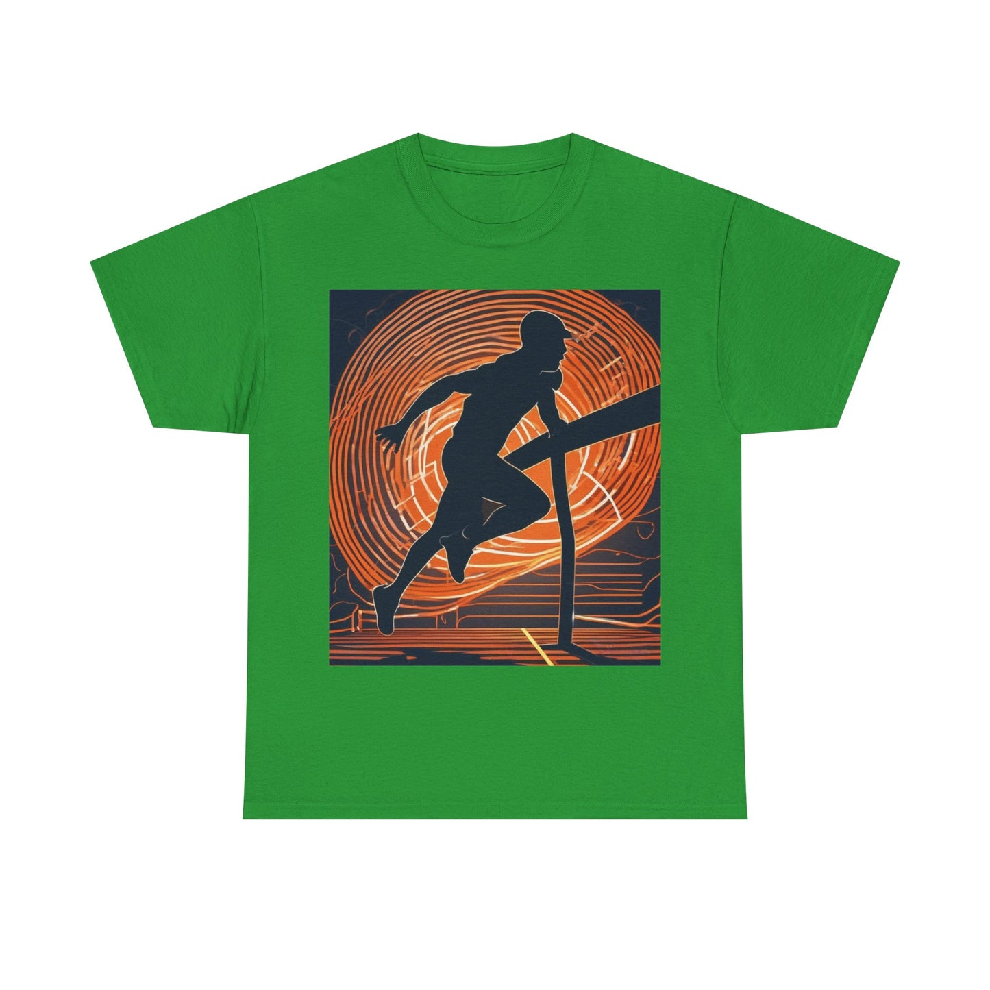 boostlete-iron-intent-scene-hurdler-neon-modern-0264 — Unisex Heavy Cotton Tee (Gildan 5000)