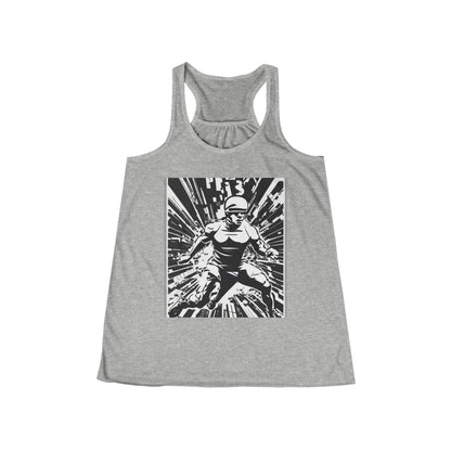 boostlete-field-day-scene-sprinter-halftone-bold-0148 — Women's Flowy Racerback Tank (B+C 8800)